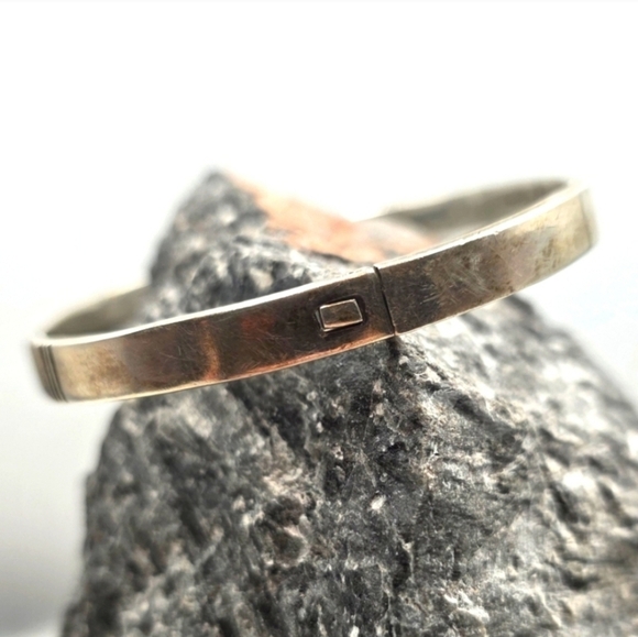 Vtg Taxco Silver Bangle Juan Sandoval TS-79 Two Trees - Picture 4 of 5